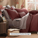 Monbix Full Size Comforter Set, Dark Red Bedding Comforter for Full Size Bed Set Reversible, Bedding Sets Full 7 Pieces, Cationic Dyeing Bed in a Bag with Comforter, Sheets, Pillowcases & Shams by CozyNest Decor