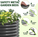 A ANLEOLIFE 8X4X1.5 ft Galvanized Raised Garden Beds Outdoor, Oval Large Metal Planter Box for Planting Vegetables Flowers Herb, Anti-Rust & Easy-Setup, Quartz Grey by GreenHaven Gardens