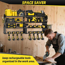 Power Tool Organizer Wall Mount with 8-Drill Holders-600Lbs Load Heavy Duty Metal 4-Layers Garage Storage & Organization Battery Tools Rack with Side Panels Utility Racks Workshop Gifts for Men by GreenHaven Gardens