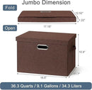 Large 17" 36 Quart Collapsible Stackable Storage Bins with Lids, 3 Packs Dark red Foldable Fabric Closet Storage Boxes with Lids, Heavy-duty Linen Cube Baskets(17x12x11) by CozyNest Decor