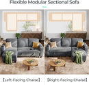 LINSY HOME Sectional Sleeper Sofa with Pull Out Couch Bed Convertible Plush Corduroy Cloud Couch with Storage Chaise & USB Charging, Comfy L Shaped Modular Couches for Living Room Apartment (Grey) by CozyNest Decor