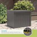 Suncast 22-Gallon Small Deck Box - Lightweight Resin Indoor/Outdoor Storage Container and Seat for Patio Cushions and Gardening Tools - Store Items on Patio, Garage, Yard - Stone Gray, Made in the USA by CozyNest Decor