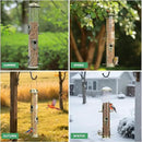 MIXXIDEA 1PK Metal Bird Feeders with 6 Feeding Ports,Tube Bird Feeder with Steel Hanger,Hard Plastic Wild Bird Feeder for Outdoors Hanging, Attracting Birds in Your Lawn, Garden, Balcony–Bronze by CozyNest Decor