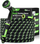 RAINPOINT Metal Garden Hose 25 ft - No-kink 304 Steel Water Hose with 10 mode Nozzle - Brass Connection, Swivel Handle, Flexible Hose,Lightweight, Puncture by GreenHaven Gardens