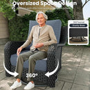 5 Pieces Outdoor Patio Furniture Sets with Rocking Swivel Chairs with 6-inch Thick Cushion and Side Table for Deck Lawn by GreenHaven Gardens