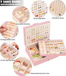 Girls Jewelry Box Earring Holder Organizer for Girls Earring Organizer Teen Jewelry Box Organizer for Girls Pink jewelry Boxes for Earrings Necklaces Rings Stud Earrings Box Organizers Teens by TinyTreasures Baby Boutique