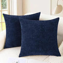 CaliTime Throw Pillow Covers Decorative 20 X 20 Inches Pack of 2 Cozy Chenille Cushion Cases for Couch Sofa Bed Living Room Home Navy Blue by CozyNest Decor