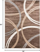 Rugshop Modern Wavy Circles Design Area Rug 3'3" x 5' Brown by TinyTreasures Baby Boutique