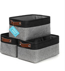 OrganiHaus Small Fabric Storage Baskets for Shelves 3 Pack, 12x8in Closet Storage Bins for Shelves, Cloth Baskets for Organizing, Linen Closet Organizers, Fabric Basket, Gray/Black by TinyTreasures Baby Boutique