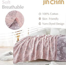 jinchan Boho 100% Cotton Muslin Twin Size 60x80 Inches Blanket Lightweight 4-Layer Quilted Soft Pink Red Floral Throw Blanket Reversible Comfy Flower Breathable All Seasons Couch Bedroom Decor by CozyNest Decor