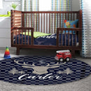 Personalized Baby Crib Bedding Set, 5-Piece Navy Deer Design Baby Crib Sets with Custom Name, Toddler Double Layer Blanket Fitted Sheets Changing Pad Cover Rug Wall Art Set, Charming Nursery Decor by TinyTreasures Baby Boutique