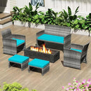 Tangkula 2 Pieces Patio PE Rattan Ottomans, Multipurpose Outdoor Footstool Footrest Additional Seating Side Table with Soft Zippered Cushions for Deck, Garden, and Yard (Turquoise) by CozyNest Decor