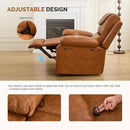 Recliner Chair with Electric Massage Adjustable Footrest & Heat, Manual Leather Recline for Adults Living Room Remote Control (Chestnut Brown) by CozyNest Decor