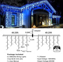 Christmas Icicle Lights Outdoor, 98FT 1216 LED Icicle String Lights with 8 Modes 228 Drops, Curtain Twinkle Lights for Bedroom House Holiday Party Wedding Decorations, Blue by GreenHaven Gardens
