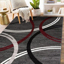 Rugshop Modern Wavy Circles Design Area Rug 9' x 12' Red by TinyTreasures Baby Boutique