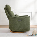 CHITA Swivel Rocker Recliner Chair, Power Nursery Glider Recliner, Nursery Rocking Chair with Adjustable Power Headrest, FSC Certified, Solid Wood Base, Moss Green by TinyTreasures Baby Boutique