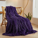XeGe Plush Faux Fur Throw, Dark Purple Luxurious 50x60 Shaggy Furry Blanket, Thick Fluffy Microfiber Velvet Couch Blanket, Ultra Soft Fuzzy Office Lap Throw for Sofa Bed Car Purple by CozyNest Decor