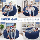 5FT Bean Bag Chair, Large Bean Bag Chairs with Memory Foam Filled, Fluffy Beanbag Sofa with Dutch Velvet Cover, Round BeanBag Chairs for Living Room, Playroom - Blue by TinyTreasures Baby Boutique