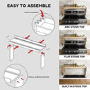 Edgecrest Bamboo Over The Stove or Sink Modern Spice Shelf, No Annoying Middle Screw, 31.5” Wide Storage, 11.4” High Countertop Shelf, 6 Side Hooks, Easy to Assemble, Eco-Friendly Durable Material by CozyNest Decor