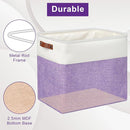 Large Fabric Storage Baskets | 50L Storage Bins, Decorative Linen Closet Baskets with Handles for Organizing, Shelf, Toys, Clothes, Home, Office, Nursery, 17x12x15Inches (Purple&White) by TinyTreasures Baby Boutique