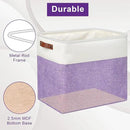 Large Fabric Storage Baskets | 50L Storage Bins, Decorative Linen Closet Baskets with Handles for Organizing, Shelf, Toys, Clothes, Home, Office, Nursery, 17x12x15Inches (Purple&White) by CozyNest Decor