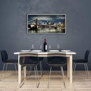 Framed Brooklyn Bridge Wall Art: Large Size New York Cityscape Skylines Night Scene Modern Picture Artwork for Home Office Decoration (48” X 24”) by CozyNest Decor
