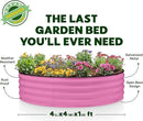 Round Galvanized Raised Garden Bed // 4×4×1 ft (2-Pack) Galvanized Raised Garden Beds Outdoor for Gardening, Vegetables, Flowers // Patented Tool-Free Design Round Planter (Pink) by GreenHaven Gardens