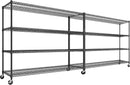 REIBII 60''W Storage Shelves 2399LBS Metal Shelving Unit with Wheels & Feet, 4 Tier Garage Shelving Heavy Duty Adjustable Wire Shelf for Pantry Kitchen Garage, 60" W x 18" D x 65.5" H, 2 Pack by CozyNest Decor