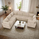 Modular Sectional Sofa with Chaise U Shaped Sectional Couch for Living Room, 7-Seater Comfy Cloud Couches, Plush Corduroy, Beige by CozyNest Decor