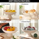 Folkulture Wooden Fruit Bowl for Kitchen Counter | 12" Large Premium Eco Friendly Banana Fruit Basket for Kitchen | White Wood Bowl with Holder, Pedestal for Table Decor, Centerpiece for Dining Table by CozyNest Decor