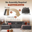 ovios Sectional Cloud Couch for Living Room, Modular Floor Sofa with Plush Corduroy, No Assembly Required, Big Comfy Couches Set with Fluffy Memory Foam, Stupendous U Shaped Sofas with Chaise, Black by CozyNest Decor