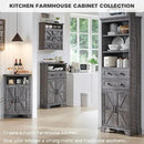 Corner Bathroom Cabinet, Farmhouse Small Corner Cabinet with Barn Door & Adjustable Shelf, Storage Cabinets for Bathroom, Kitchen, Living Room, Grey Wash by CozyNest Decor