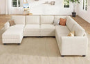 HONBAY Corduroy Sectional Sofa with Storage, U Shape Modular Sectional Sofa with Chaise, Modular Couches for Living Room, Beige by CozyNest Decor