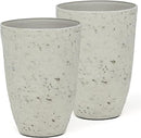19.5" Resin Tall Planters for Outdoor Plants, Set of 2 Country White Large Flower Pots with Handmade Birch Bark Texture, Heavy-Duty and Weather-Resistant for Year Round Indoor Outdoor use by CozyNest Decor