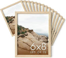 HAUS AND HUES 6x8 Natural Oak Wooden Picture Frame - Set of 15 6x8 Poster Frame - Premium Oak, Vertical Hang, Shatterproof Plexiglass - Ideal for Home, Room, Office (6x8-inch, Natural, Set of 15) by CozyNest Decor