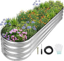 1MORE Galvanized Raised Garden Bed- Planter Garden Boxes Outdoor, Raised Beds for Gardening, 8x2x1ft Metal Garden Bed Kit for Vegetables Flower, Planter Raised Beds with Protective Tape & Tools.Silver by GreenHaven Gardens