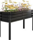 Galvanized Raised Garden Bed with Legs - 50×32×17In Metal Planter Box for Vegetables, Outdoor Raised Garden Beds Gardening, Durable Planter Raised Beds, Sturdy Planters for Outdoor Plants (Black) by GreenHaven Gardens