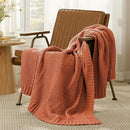 Amélie Home Chenille Knit Throw Blanket for Couch, Chevron Texture Decorative Soft Blanket for Sofa, Bed & Chair, 50"x60", Burnt Orange by CozyNest Decor