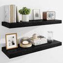 Marsmiles 30" Floating Shelves for Wall, Wooden Shelves with Invisible Brackets Set of 2, Rustic Farmhouse Wall Mounted Shelf for Kitchen Bathroom Living Room Study, Black