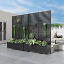 Casaphoria Metal Raised Garden Bed with Trellis and Wheels, 72"x47"x16" Planter Box for Climbing Plants, Vegetables & Vines, Features Drainage Holes and Privacy Screen (Black-Louvered) by GreenHaven Gardens