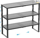 Expandable Spice Rack,Stackable Storage for Cabinet, Multi-Functional Kitchen Shelving,Height-Adjustable,Sustainable Organizer Solution(3Packs/Black/Medium) by CozyNest Decor