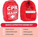 Adult and Infant CPR Mask Combo Kit – 4-Pack – 8 Valves, 4 Gloves, 8 Alcohol Pads – Latex-Free, Portable Pouch for First Responders by TinyTreasures Baby Boutique