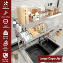 VNKZI Over Sink Dish Drying Rack, 3 Tier Full Stainless Steel Storage Adjustable Length (25.98'' to 36.61'') Kitchen Rack, Multifunctional Expandable Counter Organizer, Space Saver Dish Rack by CozyNest Decor