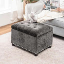 Joveco Storage Ottoman Bench, Rectangle 24" Velvet Foot Rest Stool Square Footstool for Living Room, Bedroom, Charcoal Grey by CozyNest Decor