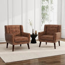 UIXE Faux Leather Accent Chair, Morden Upholstered Armchair for Living Room, Button Tufted Arm Chair Comfy Single Sofa Bedroom Side Reading Seat - Coffee by CozyNest Decor