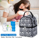 Breastmilk Cooler Bag with Ice Pack Fits 6 Baby Bottles up to 9 Ounce, Breast Milk Pump Cooler Bag with Shoulder Strap for Nursing Mom Daycare, Work, Travel- Black by TinyTreasures Baby Boutique