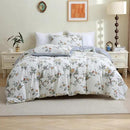 ABREEZE Floral Duvet Cover King Size Set Bird Flowers Bedding Set 100% Brushed Cotton Bedding Collection 1 Duvet Cover with 2 Pillowcases White by CozyNest Decor