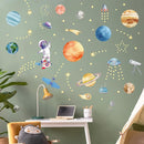 Watercolor Solar System Wall Decals, Glow in The Dark Stars, Kids Planets Sticker for Ceiling, Astronaut Wall Stickers for Bedroom（Blue） by TinyTreasures Baby Boutique