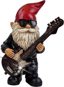 Better Office Products Garden Gnome Statue, 8" Height, Handcrafted Waterproof, UV-Resistant Polyresin Lawn Patio Porch Ornament Decoration (Rock Star with Solar Light) by GreenHaven Gardens