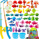 CozyBomB™ Magnetic Fishing Toys Game Set for Kids | Water Table Bathtub Kiddie Pool Party & Pole Rod Net, Plastic Floating Fish Toddler Color Ocean Sea Animals Birthday Age 3 4 5 6 Year by TinyTreasures Baby Boutique